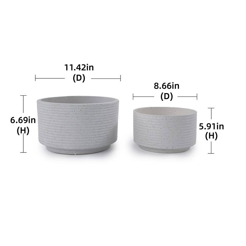 2 Pieces Ceramic Flowerpot, Modern Planter for Patio, Garden or Windowsills - Milk White