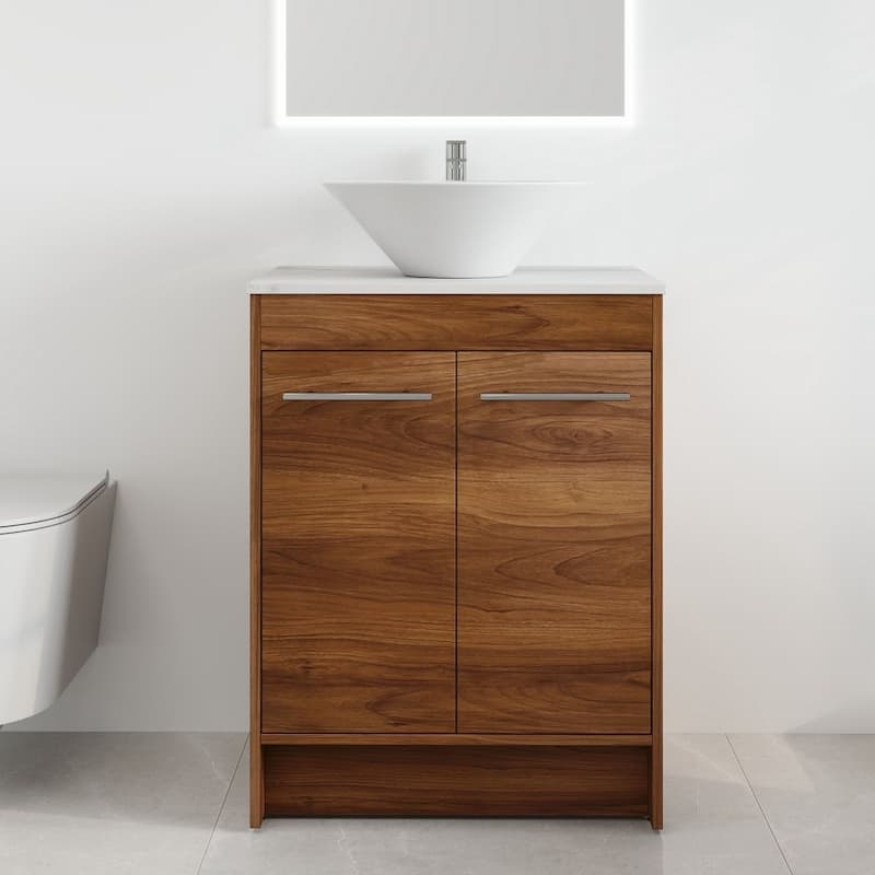24" Bathroom Vanity with Sink, 24 Inches FreeStanding Vanity, Modern Sink Vanity Combo, Floor Stand Vanity - Cone Sink