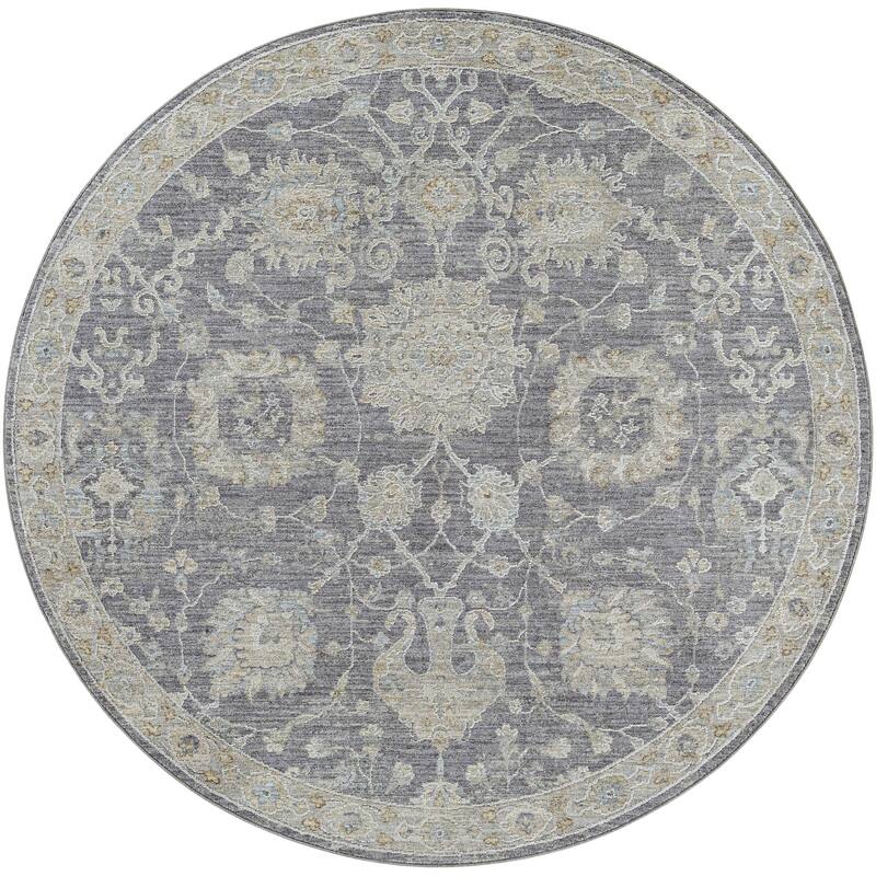 Livabliss Avant Garde Updated Traditional Medallion Area Rug - Charcoal - 5'3" x 5'3" Round