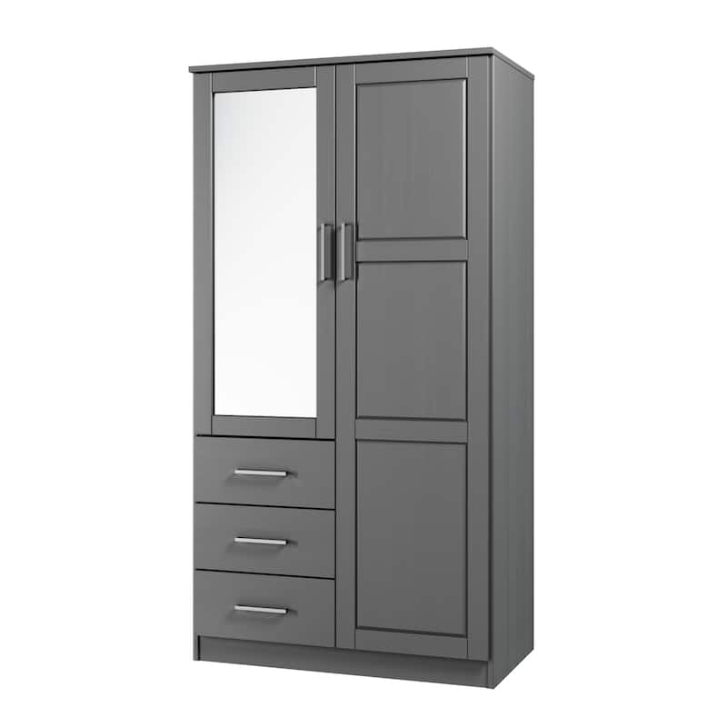 Palace Imports 100% Solid Wood Metro Wardrobe Armoire with Solid Wood or Mirrored Doors