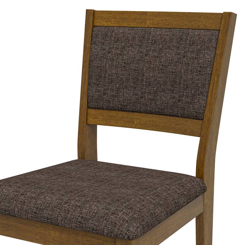 Dining Chair in Brown Gray with Walnut Color Solid Wood Legs (set of 2)