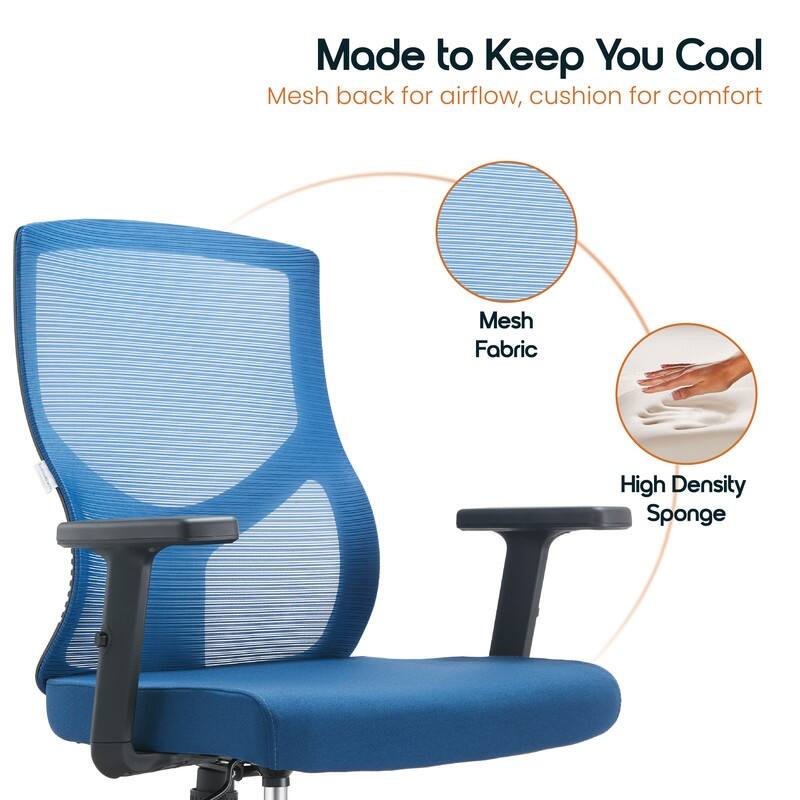 Glen Series Ergonomic Swivel Adjustable Mesh Executive Office Desk Chair with Lumbar Support, Arms, For Work or Home Office