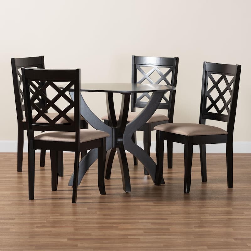 Savina Modern Fabric and Wood 5-Piece Dining Set