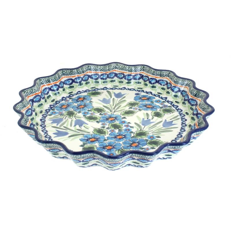 Blue Rose Polish Pottery 1331 Zaklady Scallop Quiche Dish