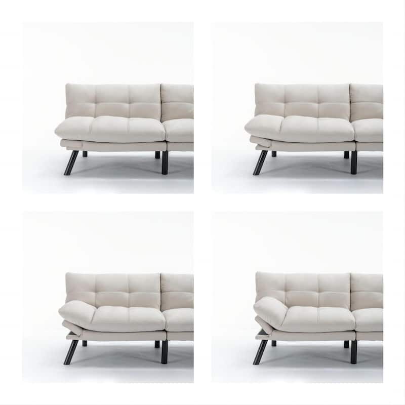 Modern Convertible Folding Sofa Bed, 2-Seater Velvet Upholstered Couch