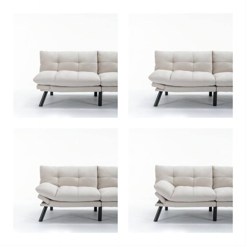 Modern 2-Seater Foldable Sofa Bed with 800 lbs Capacity and Adjustable Backrest