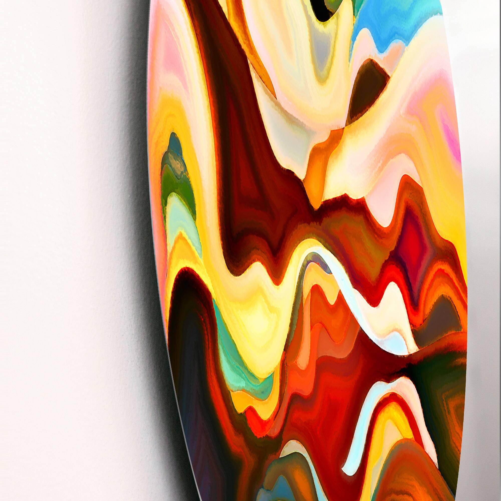 Designart 'Red Blue And Yellow Marble Art Universe I' Modern Metal