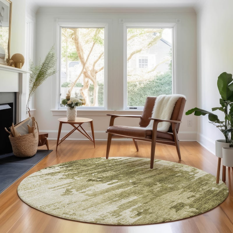 Premium Washable Super Soft Abstract Tear Mayfield Rug - Mocha - 8' x 8' - Round
