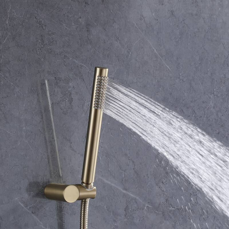 10" Solid Brass Wall Mounted Shower System with Tub Spout and 3-Cross Handles