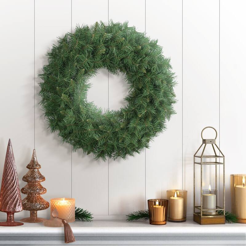 Puleo International 24" Round Valley Pine Wreath - Green