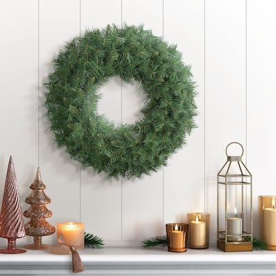 Puleo International 24" Round Valley Pine Wreath - Green