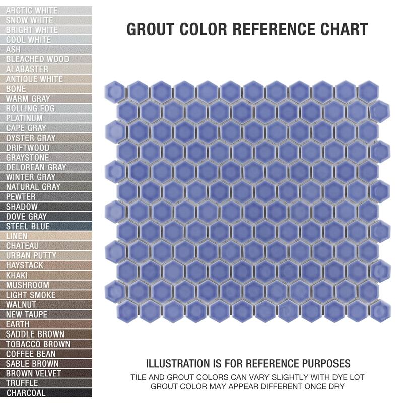 Merola Tile Tribeca 1" Hex Glossy Periwinkle 10-1/4" x 11-7/8" Porcelain Mosaic Floor and Wall Tile