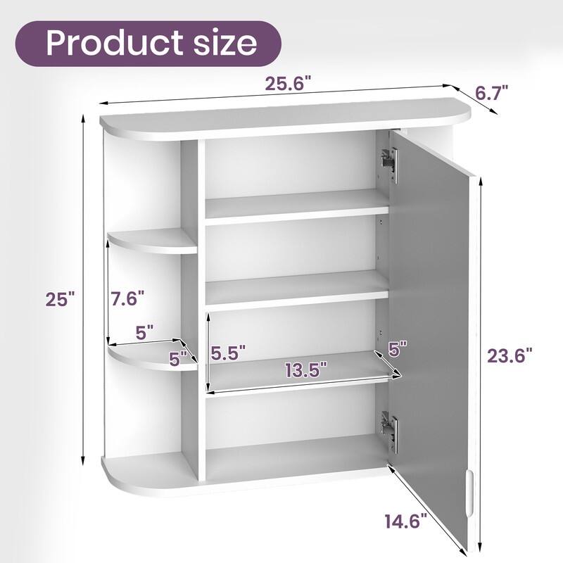 Pamapic Modern Bathroom Medicine Cabinet with Mirror and Shelves