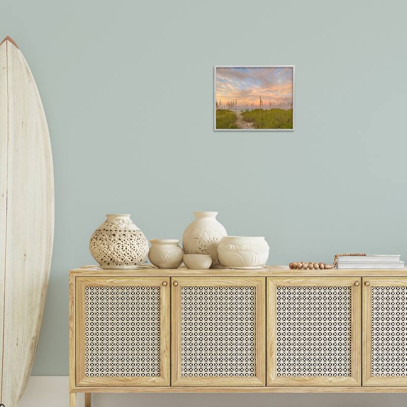 Stupell Serene Coastal Path Grasses Framed Giclee Art Design By Mary Lou Johnson