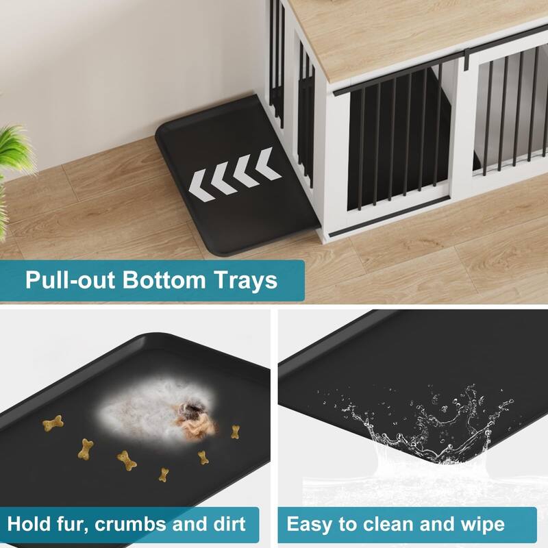 71'' Dog Crate Furniture for 2 Dogs