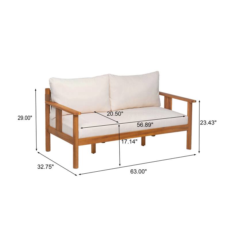 Christopher Knight Home - Acacia Wood Outdoor Patio Conversation Set