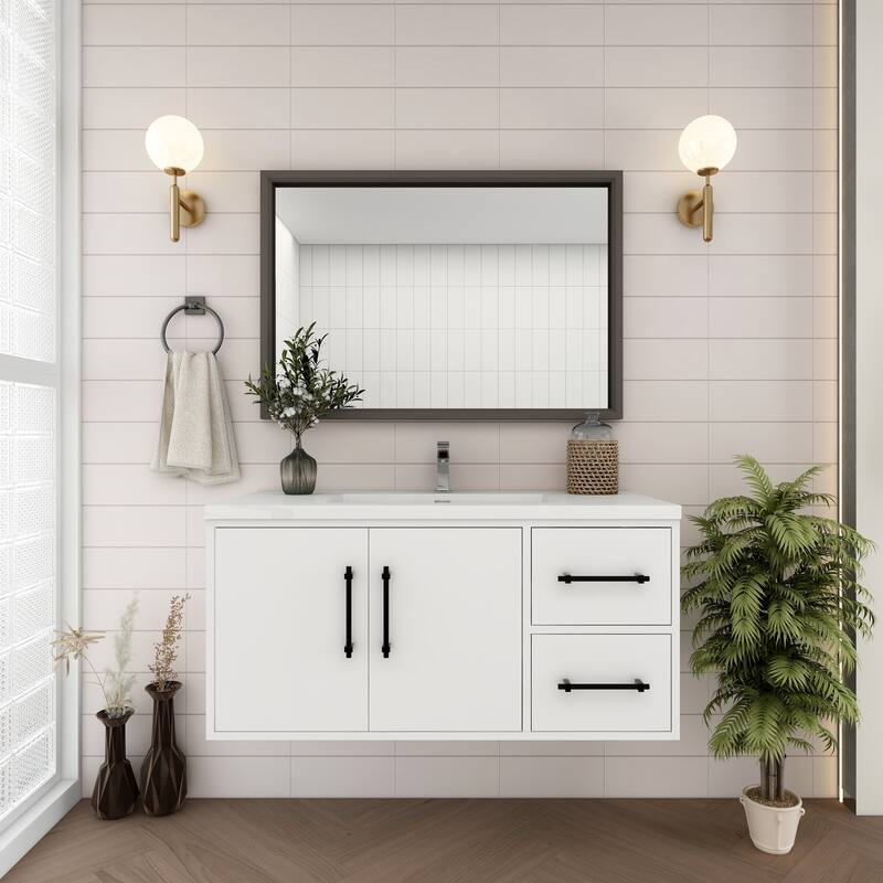 Victoria 42'' R Wall-mounted Vanity with Reinforced Acrylic Sink - 41.5 - Glossy - Gloss White