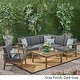 preview thumbnail 7 of 86, Christopher Knight Home - Outdoor Patio Conversation Set, Acacia Wood Frame, Cushions & Slatted Coffee Table