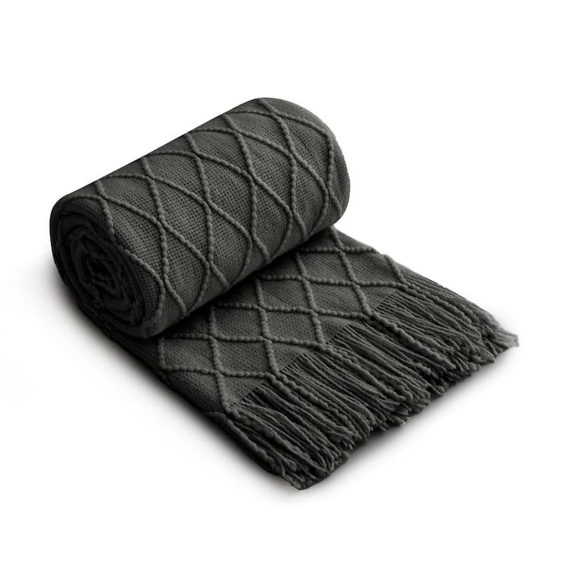 Lightweight 50"x60" Diamond Knit Throw Blanket Couch Cover
