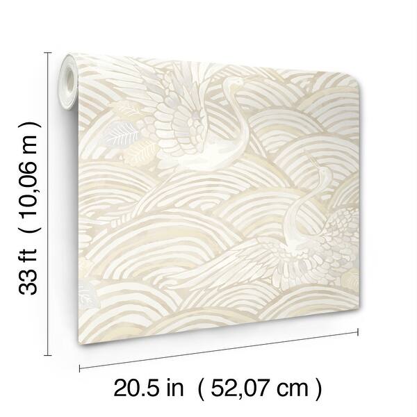 A-Street Prints Egret Neutral Tidal Dance Wallpaper