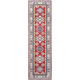 Shahbanu Rugs Fire Engine Red Pure Wool Hand Knotted Afghan Kazak ...