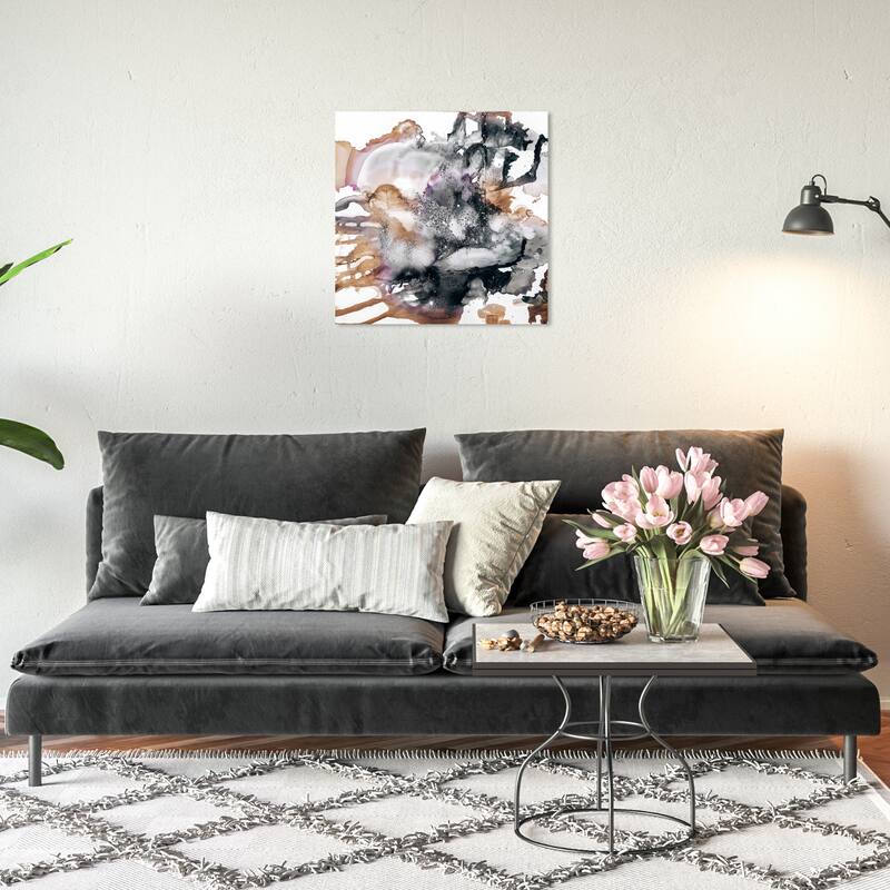 Wynwood Studio Prints Abstract Glitter Earthtones White and Light Brown Modern & Contemporary Wall Art Canvas Print - 20 x 20