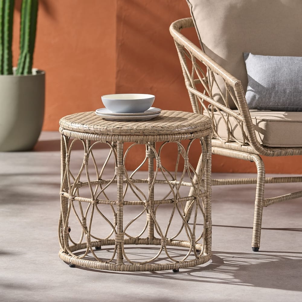 Bruce Outdoor Outdoor Wicker Side Table by Christopher Knight Home