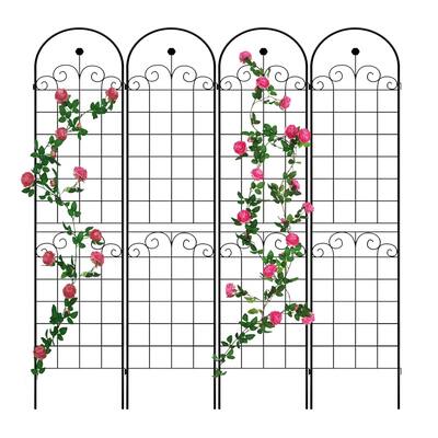 Black Metal Rustproof Garden Trellis for Climbing Plants (4 Pack)