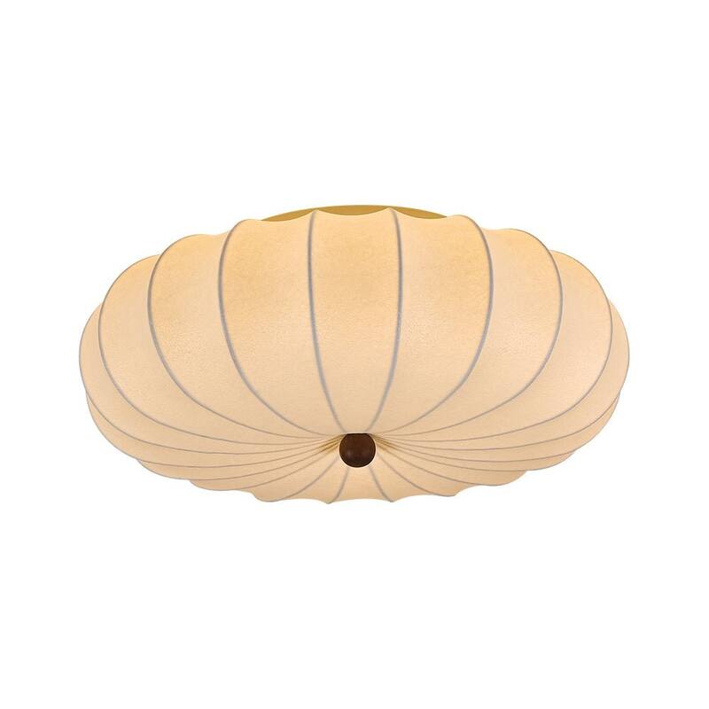 Vintage Pleated Lantern White Silk Single Flush Mount Ambient Light - 23.6 Inches