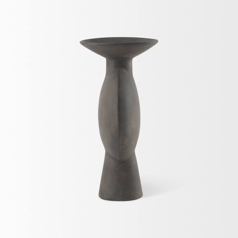 Kaz Earthy Brown Ceramic Vase (11") - 6.7L x 5.5W x 11.2H