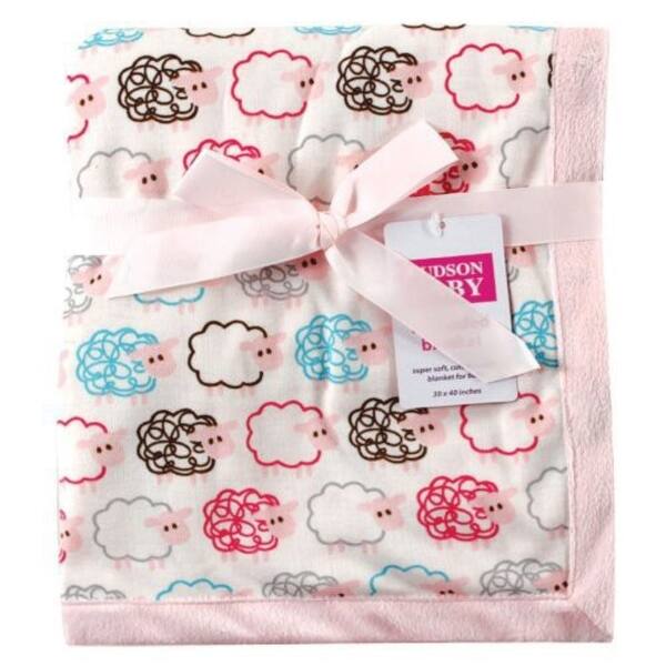 slide 1 of 1, Hudson Baby Infant Girl Plush Blanket, Pink Sheep, One Size - Pink Sheep - One Size One Size - Pink Sheep