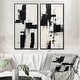 preview thumbnail 1 of 10, Designart "The Other Side Minimal Black & White Abstract II" Abstract Painting Wall Art Décor - Modern Wall Art Set Of 2 32 in. wide x 32 in. high - Black