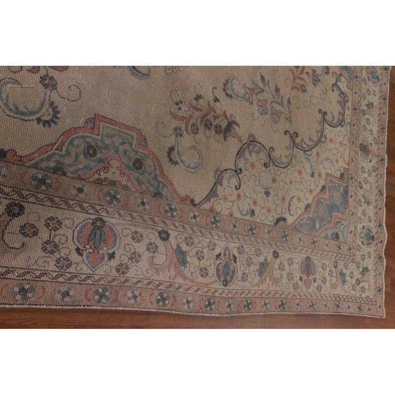 Tabriz Persian Vintage Area Rug Handmade Wool Carpet - 9'7" x 12'7"