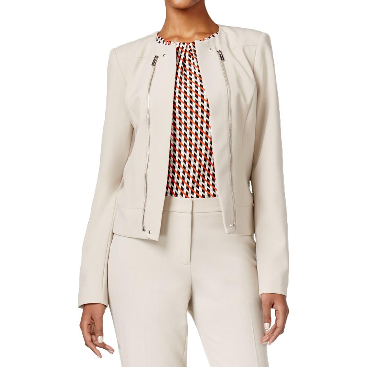 calvin klein collarless blazer