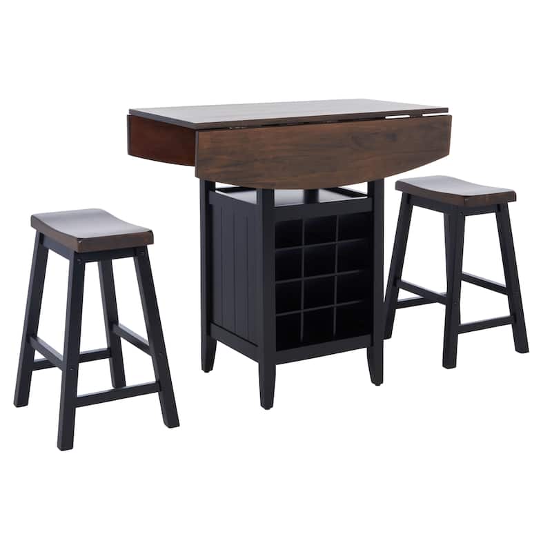 SAFAVIEH Mascha 3-Piece Set Drop Leaf Pub Table - 36" W x 36" L x 36" H - 36Wx36Dx36H