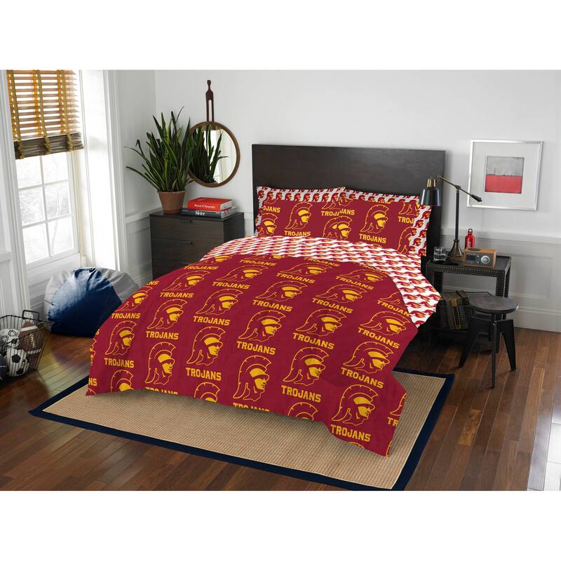 NCAA Rotary 7-piece Queen Bed in a Bag Set - USC Trojans - Queen