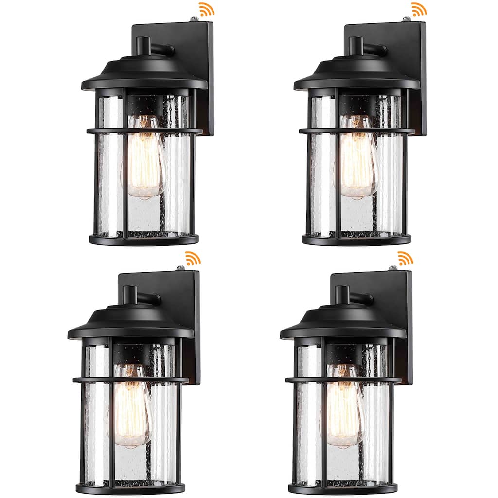 4 Pack 1-Light Black Dusk-to-Dawn Outdoor Wall Light