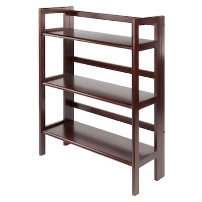 Terry Stackable 3-Tier Foldable Shelf, Walnut - 27.8 x 11.5 x 38.54 inches