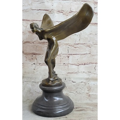 Spirit Of Ecstasy Rolls Royce Hood Ornament Bronze Statue Sculpture Figure 12 Inches X 8 Inches