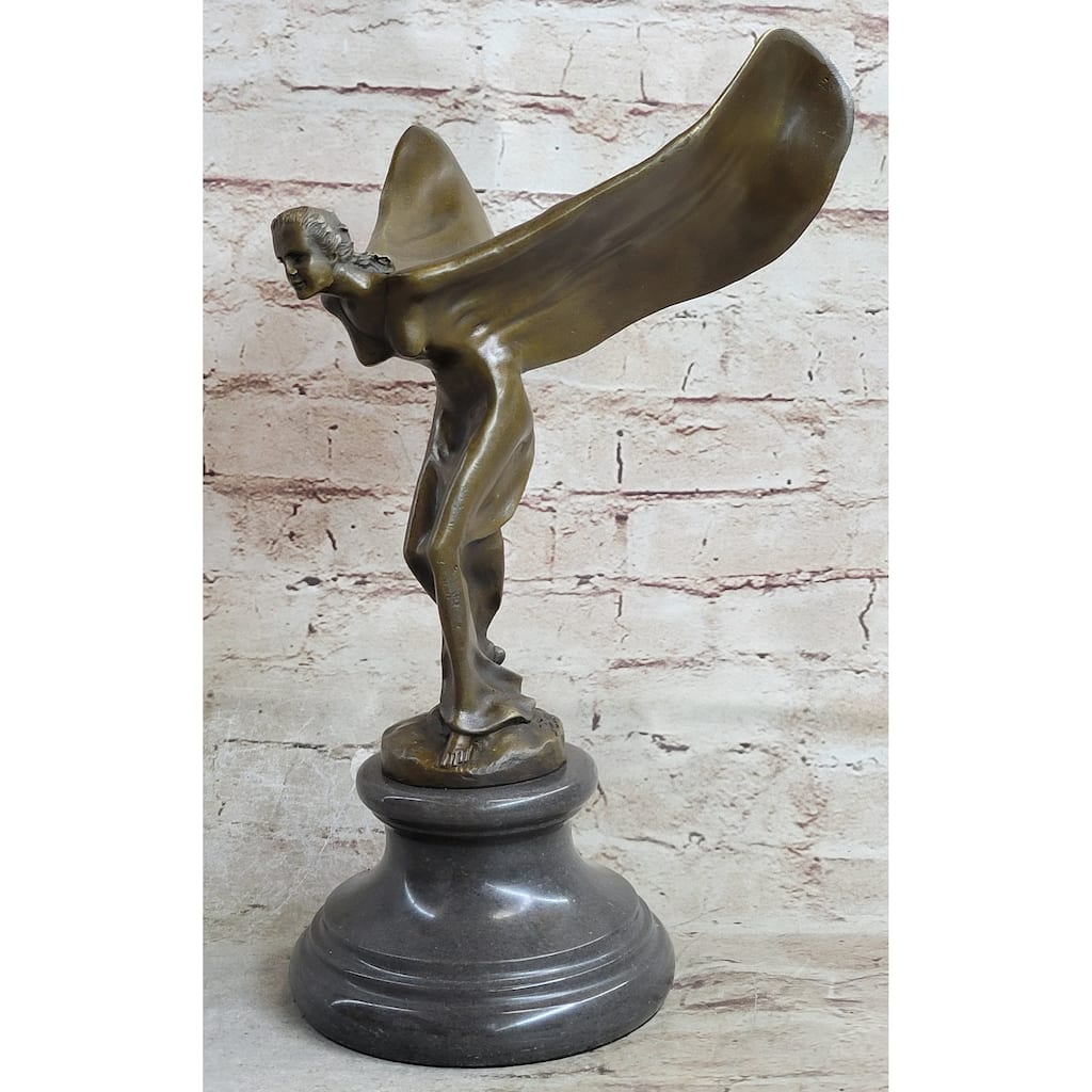 Spirit Of Ecstasy Rolls Royce Hood Ornament Bronze Statue Sculpture Figure 12 Inches X 8 Inches