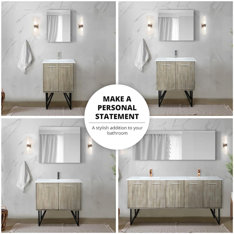 Lancy 30 in W x 20 in D Rustic Acacia Bath Vanity and White Quartz Top