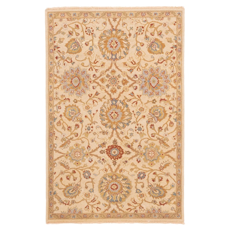 ECARPETGALLERY Flat-Weave Lahor Finest Ivory Wool Tapestry Kilim - 5'0 x 7'9