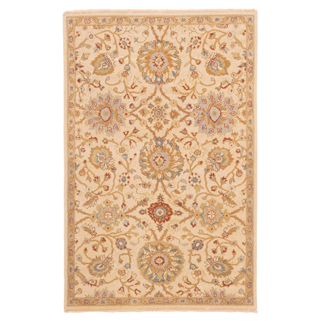 ECARPETGALLERY Flat-Weave Lahor Finest Ivory Wool Tapestry Kilim - 5'0 x 7'9