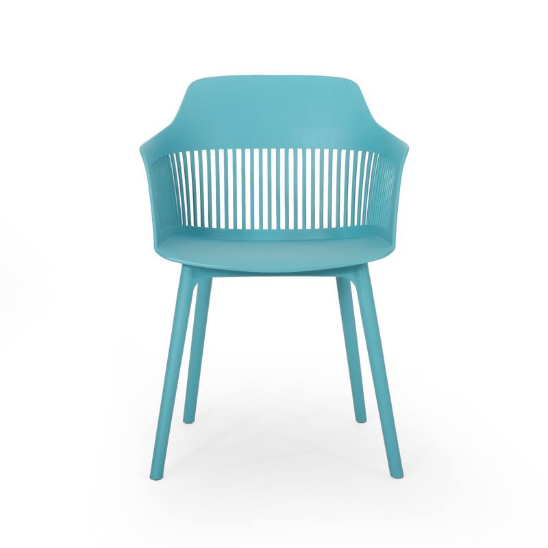 Roomfitters Modern Outdoor Dining Chair, Durable Plastic Patio Seating with Ventilated Backrest for Indoor or Garden Use, Teal