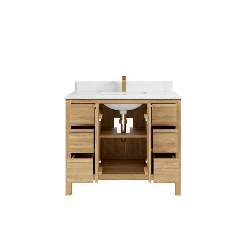 Willow Collections 42 in. W x 22 in. D Elizabeth Solid Teak Single Sink Bathroom Vanity with Countertop
