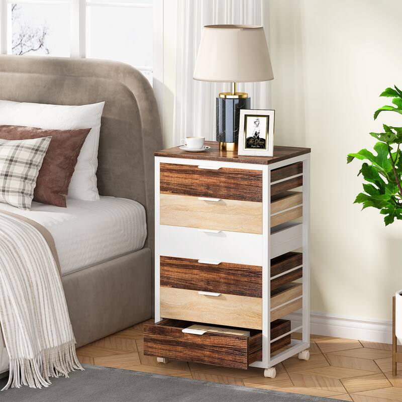 5-Drawer Chest & Wood 7 Drawer Storage Dresser Cabinet