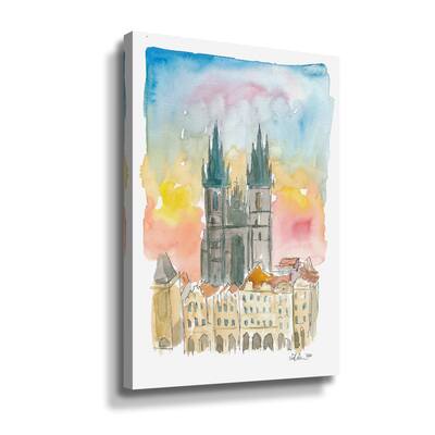 Tyn Cathedral In Prague Czech Republic Impressionistic View Gallery Wrapped Canvas - White