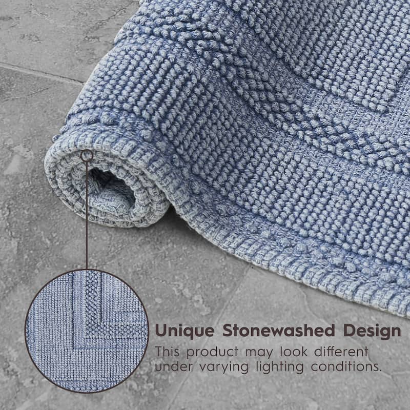 Jean Pierre Cotton Stonewash Racetrack 17 x 24 in. Bath Rug