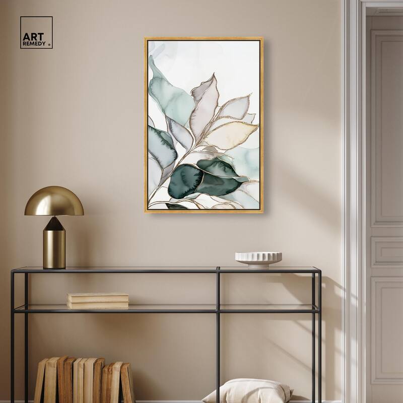 Pastel Leaves with Gold I Canvas by Art Remedy