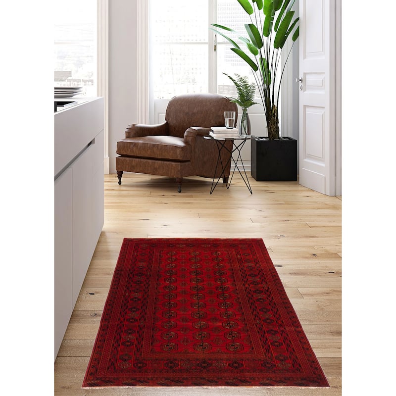 ECARPETGALLERY Hand-knotted Teimani Red Wool Rug - 4'1 x 5'10